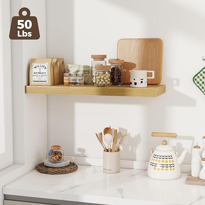 Fun Memories 12 Deep Floating Shelves for Wall | 30W x 12D Large Floating Shelves | 3 Pack Storage Space Wall Mount Shelf for