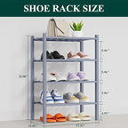 Smiry Shoe Rack, 4 Tier Thick Small Bamboo Shoe Organizer, Stackable Free Standing Wooden Shoe Storage Shelf for Closet, Entr