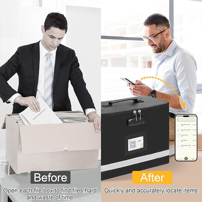 Small Next of Kin Box Organizer with 5 A4 Hanging Folder,Important Document Organizer with Combination Lock Fireproof File Bo