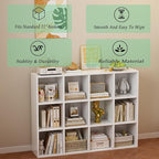OSCHF 12-Cube Storage Shelf Bookcase - Wooden 3-Tier Floor Standing Open Bookshelf for Home and Office, Display Cabinet, Warm