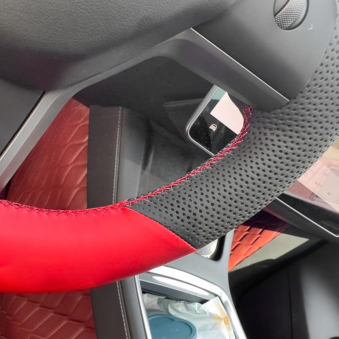 MEWANT Hand Stitched Steering Wheel Cover for Tesla Model 3 2017-2023 / Model Y 2020-2023 for Tesla Model 3/Y Accessories