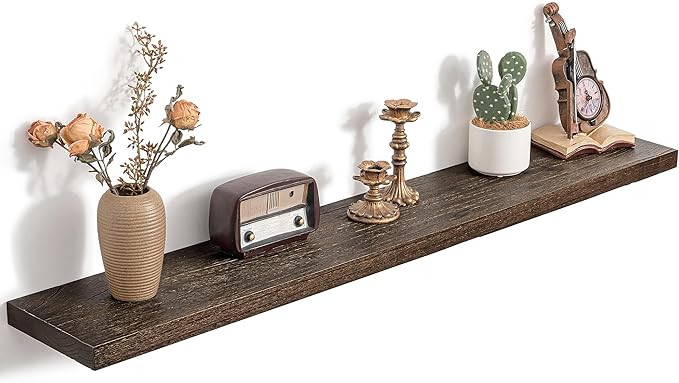48 Inch Floating Shelves for Wall, 8"D High End Solid Hardwood Shelves for Decor Storage, Rustic Wall Shelves with Invisible 
