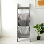 FUIN 5ft (58") Wood Blanket Ladder Living Room Decorative Wall Leaning Farmhouse Quilt Display Holder Storage Rustic Wooden T