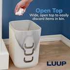 STORi Luup Trash Can (White) - Reuse Grocery Bags - Plastic Garbage Container for Bathroom, Vanity, Laundry Room, Kitchen, Office, Garage - 2.5 Gallon Wastebasket with Hooks to Secure Trash Bags