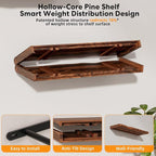 Floating Shelves for Wall Rustic Farmhouse 24 Inch Floating Shelf Wooden Shelves for Wall Mounted Live Edge Pine Shelf with U