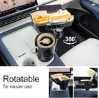 Car Large Cup Holder Expander, 2-in-1 Cupholder Extender with Swivel and Detachable Snack Food Tray Table for Eating, Travel 