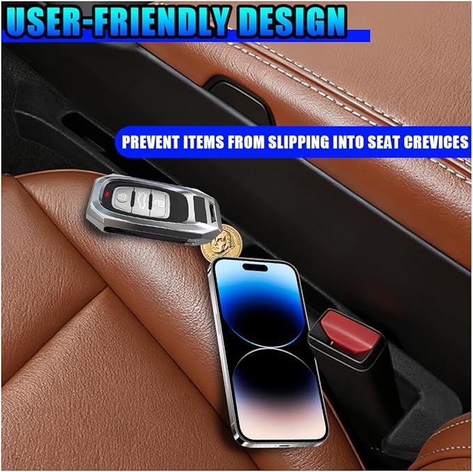 2PCS Car Seat Gap Filler Organizer, Multifunctional Car Gap Stopper Between Seat & Console Prevent Things Drop, Universal Vehicle Interior Phone Holder Accessories for SUVs Trucks (Black)