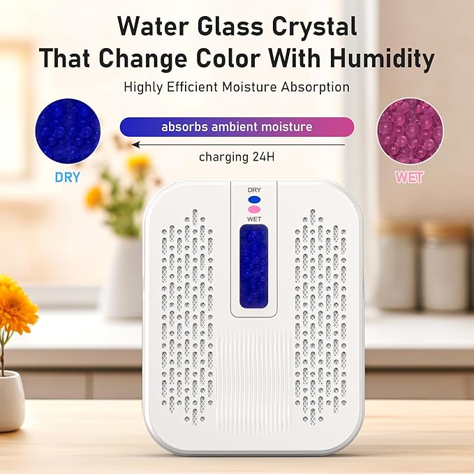 Rechargeable Small Dehumidifier, Portable Mini Dehumidifier for Bathroom, Highly Efficient Dehumidification, Energy Saving,