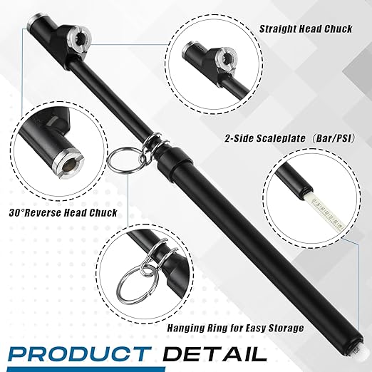 Tallew 20 Pack Dual Head Tire Pressure Gauge Heavy Duty Air Pressure Tire Gauge for Auto Truck Car RV Van Gage Range 10-150PSI, 1-10Bar (Black)