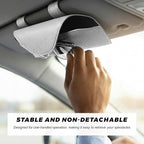 Sunglass Holder for Car Visor, Magnetic Auto Sun Visor Eyeglass Organizer with Dual Back Clips, Leather Glasses Protective Storage Case Universal for Most Vehicles Visors (White)
