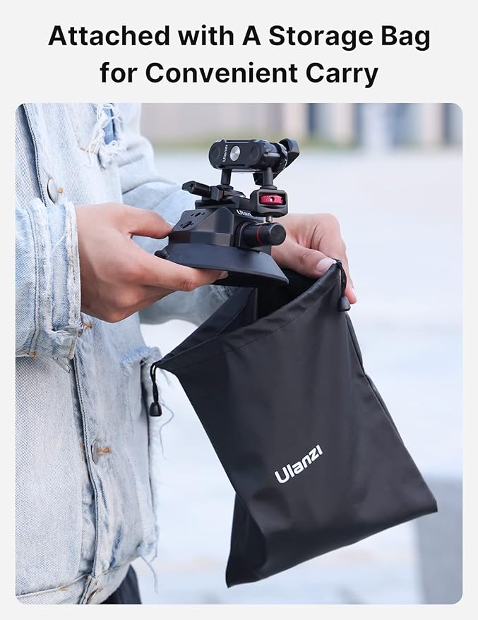 Ulanzi SC-02 Heavy-Duty Suction Cup Mount for Camera/Accessory (4.5"), Pump-actived Vacuum Camera Suction Cup Mount for Action Cameras w Quick Release NATO Magic Arm Car Boat Windshield Window Mount