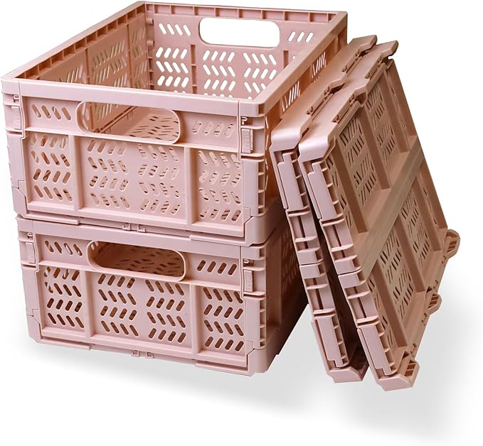 20L Foldable Crates, 4Pack Plastic Baskets for Home and Office,Plastic Folding baskets,Collapsible Crates for Chrismas Gifts,