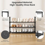 VILICK Shoe Rack for Closet Shoe Organizer Space Saver Storage for 12-15 Pair Shoe Shelf with Hook Free Standing 3 Tier Shoe 