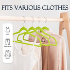 HOUSE DAY Vibrant Green Velvet Hangers 60 Pack, Non Slip Clothes Felt Hanger Heavy Duty for Coat, Premium Slim Space Saving S