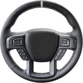 Belinous Leather Steering Wheel Cover Lace Up, Hand-Stitch on Wrap, Steering Wrap Compatible with Ford F-150 F250 King Ranch/Lariat/XL/XLT/Limited/Platinum/Police Responder 2015-2020 (Gray)