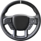 Belinous Leather Steering Wheel Cover Lace Up, Hand-Stitch on Wrap, Steering Wrap Compatible with Ford F-150 F250 King Ranch/Lariat/XL/XLT/Limited/Platinum/Police Responder 2015-2020 (Gray)