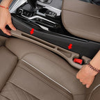Car Seats Gap Filler Dual-Slot Car Seat Gap Organizer – with Belt Slot, Anti-Drop Gap Filler for Cars & SUVs – No More Lost Items, All Within Reach (2PCS) (Brown)