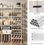 WOWLIVE 4 Row 9 Tiers Extra Large Shoe Rack Big Tall Metal Shoe Shelf, Heavy Duty Organizer for Closet Entryway, Boot Rack St