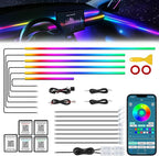 Dreamcolor Acrylic Interior Car LED Strip Light with Wireless APP, RGB 18 in 1 with 175 inches 612 LEDs Fiber Optic Strip Lights for Car, Dual Zone Symphony Neon Car Ambient Lighting