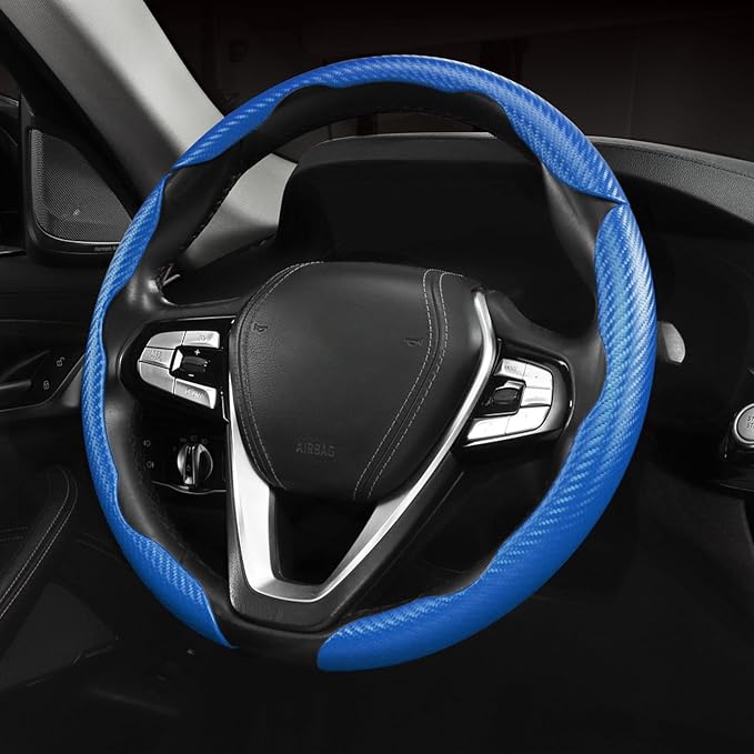 Carbon Fiber Steering Wheel Cover 3pcs Anti-Slip Car