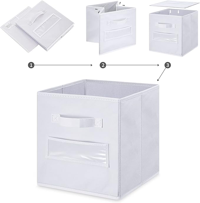 artsdi Fabric storage cubes (Set of 10) 11 Inch Cube Storage Bin, cube storage with 8 Labels Window Cards & a Pen, Foldable c
