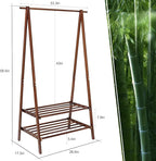 Jotsport Bamboo Clothing Rack Foldable Clothes Hanging Stand with 2 Tier Storage Shelf for Laundry, Guest Room, Apartment, En