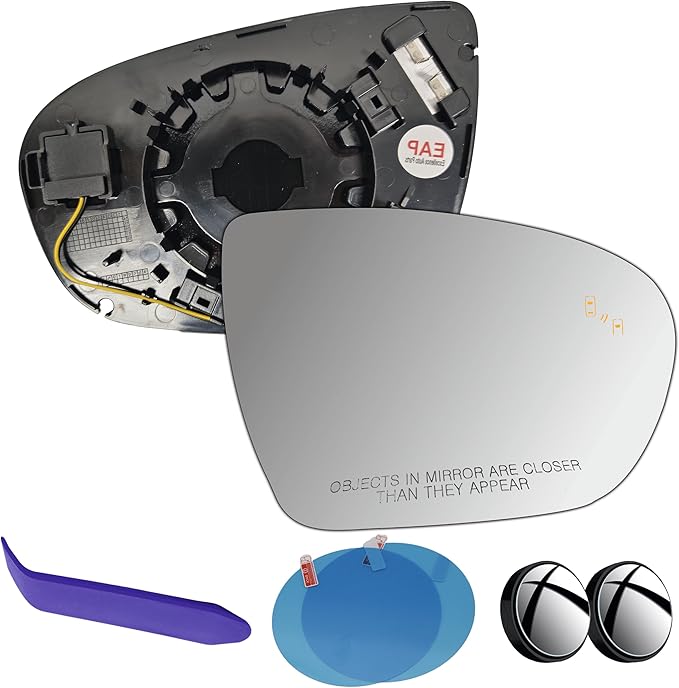 EAP Passenger Side Mirror Glass Compatible with Kia Optima 2014-2015, Optima Hybrid 2014-2016, Heated with Blind Spot, 876214C000, 876212T510