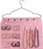 BB Brotrade Hanging Jewelry Organizer,Accessories Organizer,56 Pocket Organizer for Holding Jewelries (Pink-56 Pockets)