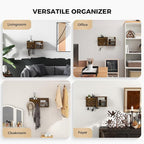 LubanNese Key Holder Wall Mount Pine Wood 16 X 8 Mail Organizer Key Rack for Wall with Hooks and Shelf, Rustic Wooden Key Han