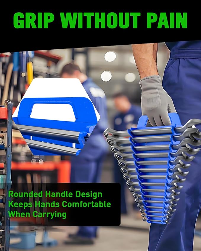 SWANLAKE Magnetic Wrench Organizer Toolbox Holder, 4-Pack SAE (1/4'' to 1-1/16''), Metric (6mm to 27mm) Wrench Organizers, To