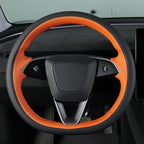 MEWANT DIY Stitching Real Leather Steering Wheel Cover Wrap for Tesla Model 3 Highland 2023-2025/Model Y 2025 Highland for Tesla Model 3/Model Y Accessories(3D Style)