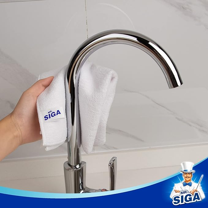 MR.SIGA Microfiber Cleaning Cloth, All-Purpose Microfiber Towels, Streak Free Cleaning Rags, Pack of 12, White, Size 32 x 32 