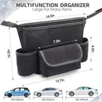 White Diamand Car Handbag Holder Between Seats Bling Crystal Car Storage Bag Large Capacity Purse Phone Ipad Automotive Consoles Organizer Safe Barrier of Backseat Pet Kids