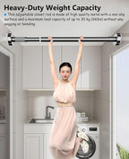 Adjustable Telescopic Closet Rod, No Drill Pressure Mount Hanging Bar, Space-Saving Extendable Rail for Clothes Storage (Gray
