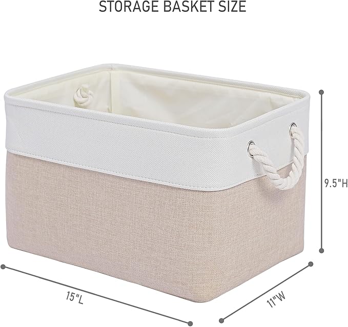 15x11x9.5 Inch Storage Baskets for Shelves,3 Pack Storage Bins，Foldable Organizer Boxes, Decorative Storage Basket for Organi