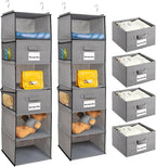 BrilliantJo 2 Pack 6 Shelves Hanging Closet Organizer with 2 Drawer, Hanging Storage with 4 Side Pockets for Clothes Shoes, 4