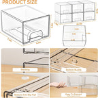 4.4" Tall Small Clear Acrylic Stackable Storage Drawers for Vanity,Under Sink,Bathroom Closet,Medicine Cabinet Organization a