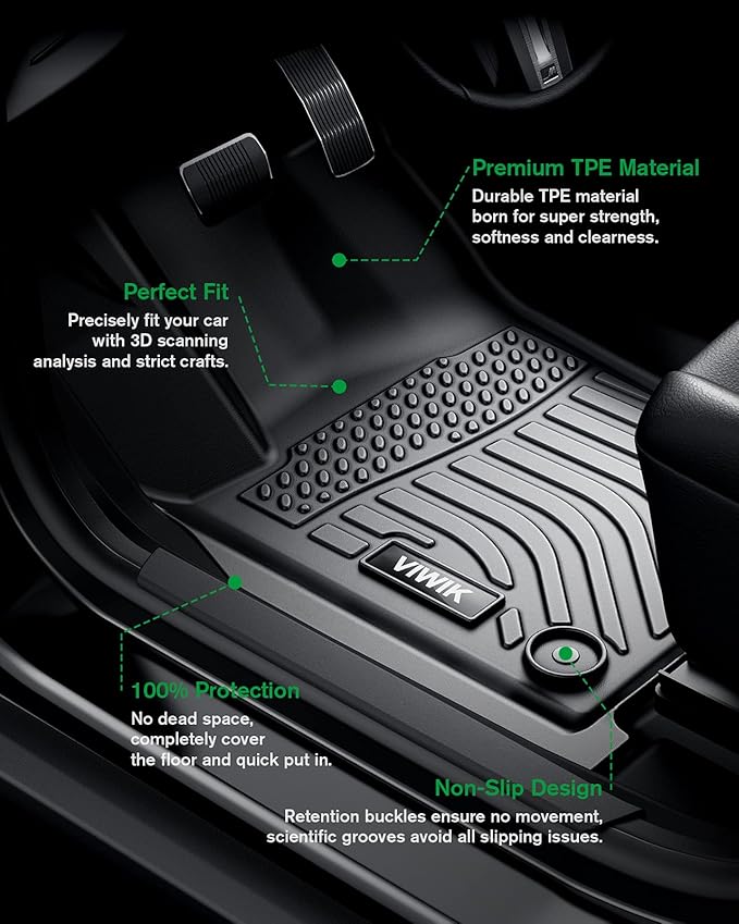 VIWIK Floor Mats for 2022-2023 Tucson (Not for Hybrid), Car Mats All Weather Protection Custom Floor Liners Full Set Include 1st and 2nd Row Front & Rear Black Car Liners