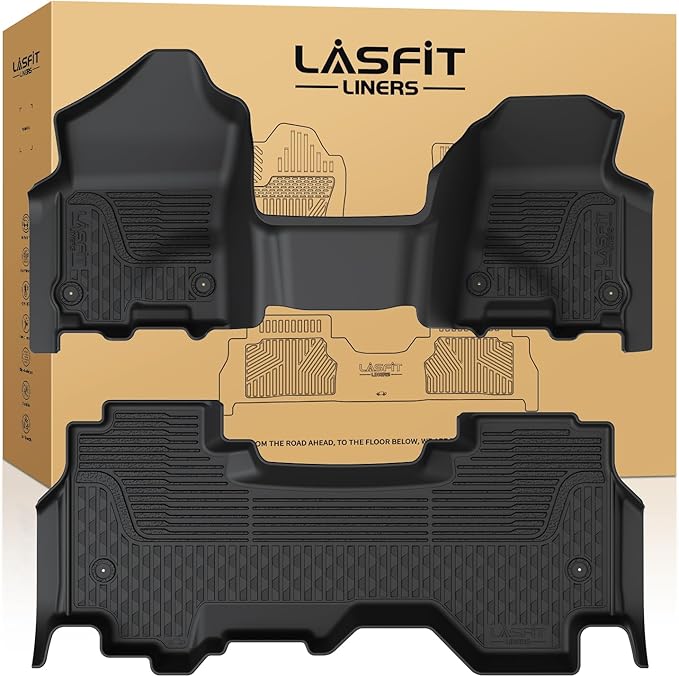 LASFIT Floor Mats for 2019-2024 Dodge Ram 1500 Quad Cab Without 2nd Row Under Seat Storage, Fit for Bench Seat & Carpet Flooring, All Weather TPE Custom Fit Car Mats Floor Liners 1st & 2nd Row, Black