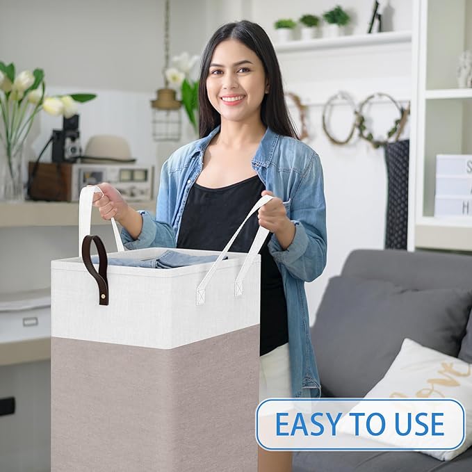 HomeHacks Laundry Basket with Wheels, Rolling Laundry Hamper, Collapsible & Waterproof Clothes Hamper, Narrow Corner Bins wit