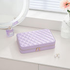 Lolalet Travel Jewelry Case for Women Girls, Travel Jewelry Organizer Box with Mirror & Clear Storage Bag, Small Portable Ear