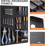 INCLY 90PCS Pegboard Wall Organizer, 6 Pack Metal Peg Board Panels with 1/4" Pegboard Hooks Accessories Kit, Black Peg Board 