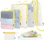 PFEYRPK Lightweight Compression Packing Cubes for Suitcases, Compressible Expandable Travel Packing Organizer with Clear Toil
