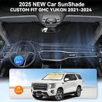 Custom Windshield Sunshade for 2021 2022 2023 2024 2025 GMC Yukon XL Accessories Front Window Shades Cover for Windshield Sun Visor Screen Protector 210T Reflective Blocks UV Rays Cool Car Accessories