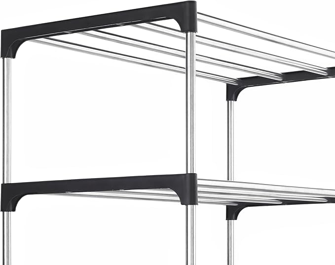 Whitmor 7-Tier Shoe Rack - Small Space Solution - Store up to 14 Pairs of Shoes - Organize Shoes & Accessories - Chrome & Bla