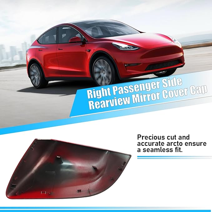 Jaronx Compatible with Tesla Model Y Side Mirror Cover Replacement 2020 2021 2022 2023 2024, Right Passenger Side Door Wing Red Rearview Mirror Cover Cap for Tesla Model Y Accessories
