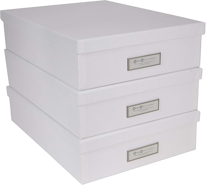Bigso Oskar Fiberboard Label Frame Document Letter Box - File Organizer Box for Important Paperwork - Durable Document Storag