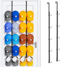 SWTYMIKI Over Door Hat Organizer - 2 Packs Metal Wall Mounted Hat Rack with 5-Tier Dual Hooks Design, Hanging Baseball Cap Or