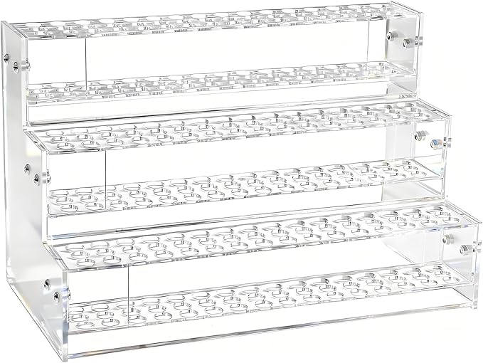 144-Slots Pen Holder for Craft Shows,3-Tier Acrylic Pen Display Stand Holders for Vendors,12mm Beadable Pens Display Beaded P