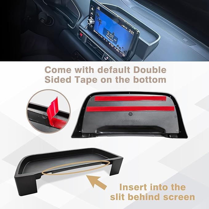 Muslogy for 2026 2025 2024 Pilot Dash Storage Tray Insert Behind Screen Center Console Organizer Interior Accessories Compatible with Honda Pilot 2023-2026 Sport EX-L TrailSport Touring Elite(Black)